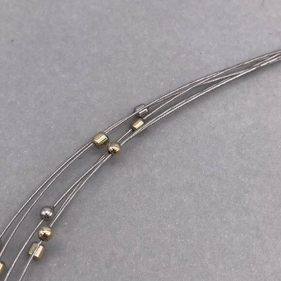 Lia Sophia Kinetic Retired Necklace Two Tone Gold Silver Beads 16 to 19 Inch - Picture 4 of 5